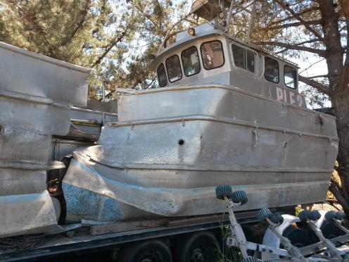 There's always the potential for disaster. Pictured here is a commercial fishing vessel in Petaluma, CA that has been removed from service due to an unfortunate run-in with a giant barge.